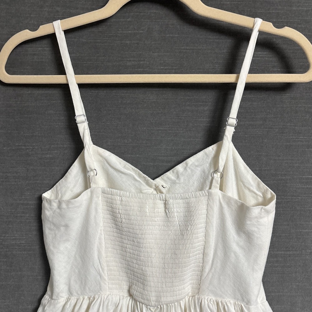 Urban Outfitter Cooperative Dress S Cream Linen Midi Sundress Summer Smocked - Picture 5 of 9